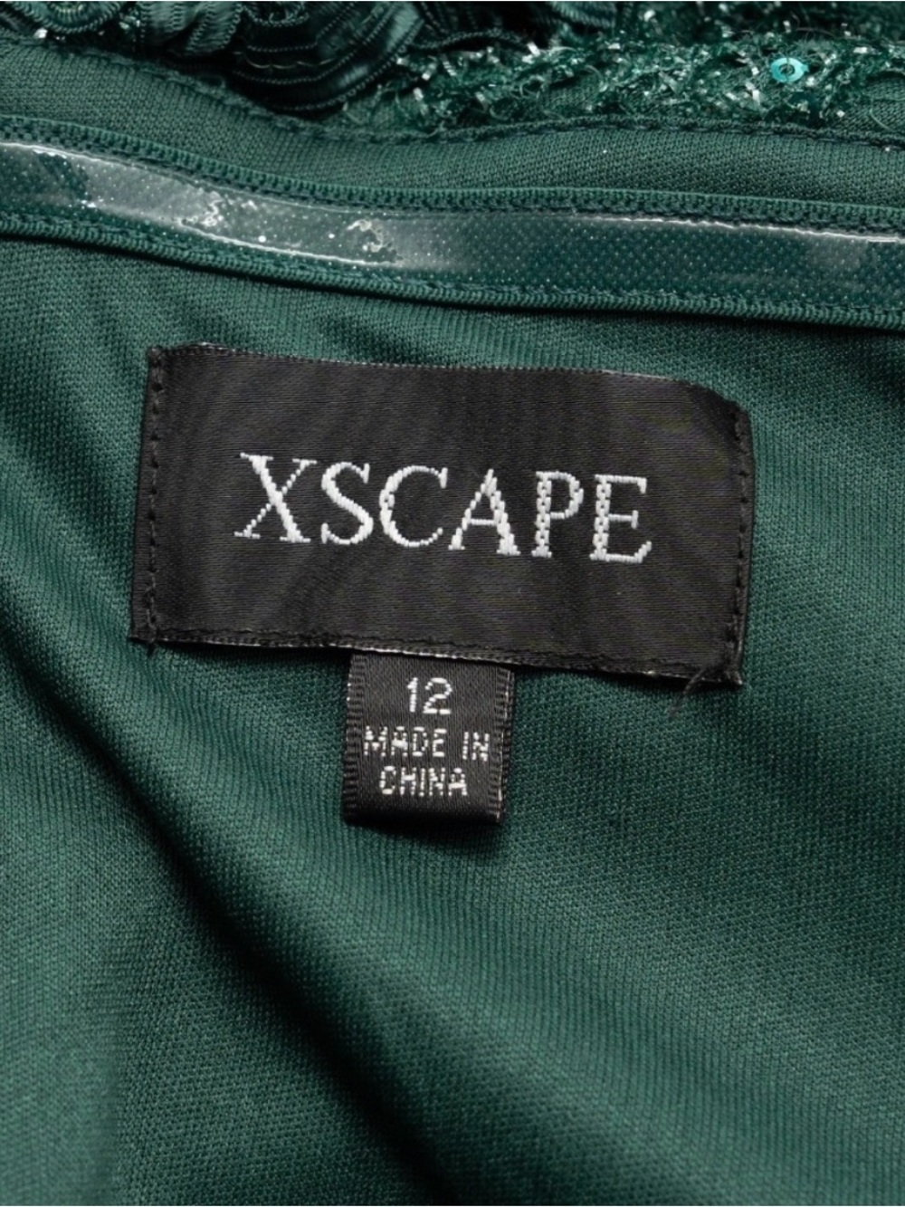 Xscape Off-Shoulder Teal Lace Evening Gown - Picture 4 of 14